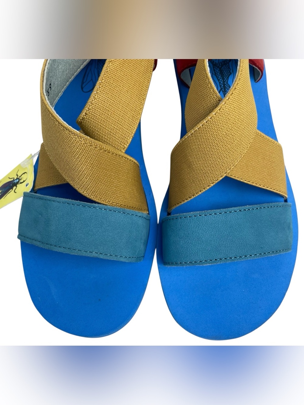 FLY London Sling-Back Sandals YABI922FLY LIPSTICK Red/Yellow/Blue 38 7.5-8 READ - Picture 3 of 15